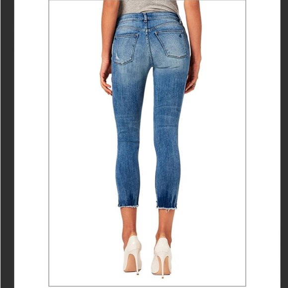 DL1961 SZ 28 Florence Instasculpt Distressed Chewed Hem Cropped Hendrix Jeans - Picture 2 of 11
